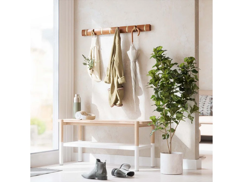 Porte manteaux Flip 8 crochets Noyer clair et doré