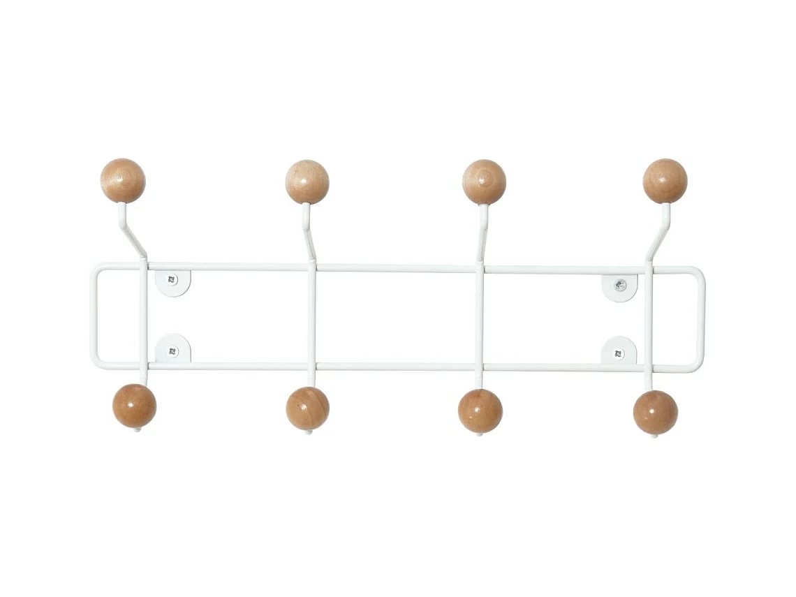 Patère 8 crochets en bois Saturnus Blanc et bois clair