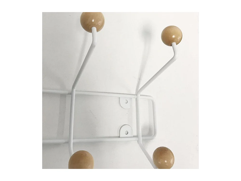 Patère 8 crochets en bois Saturnus Blanc et bois clair