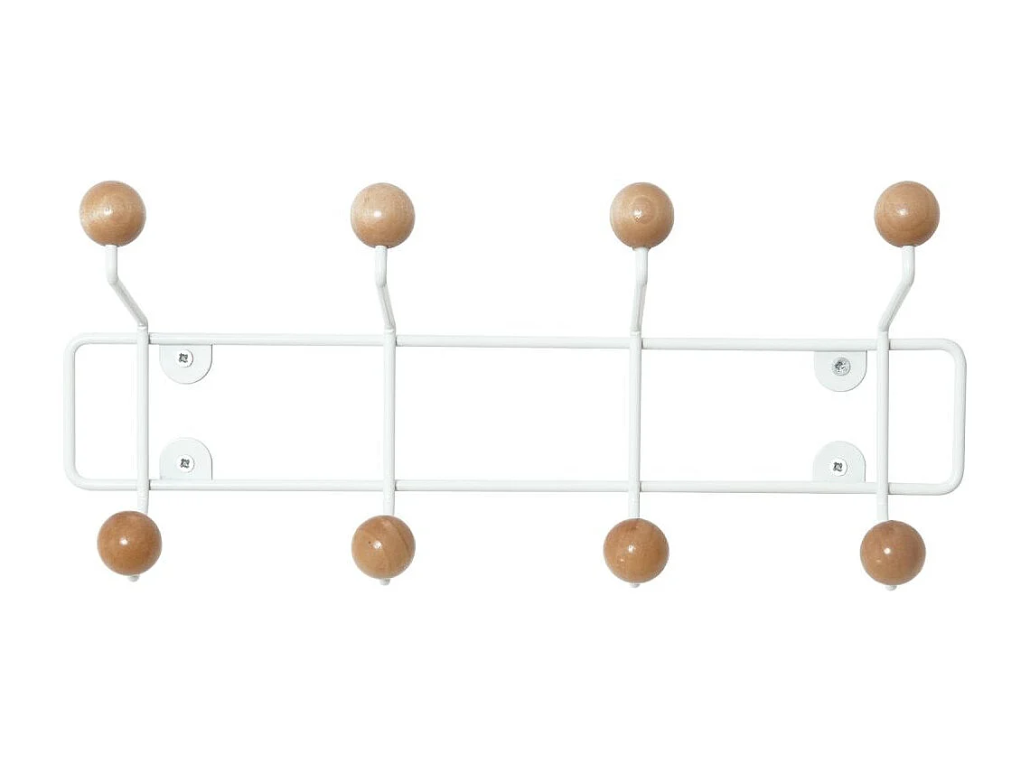 Patère 8 crochets en bois Saturnus Blanc et bois clair