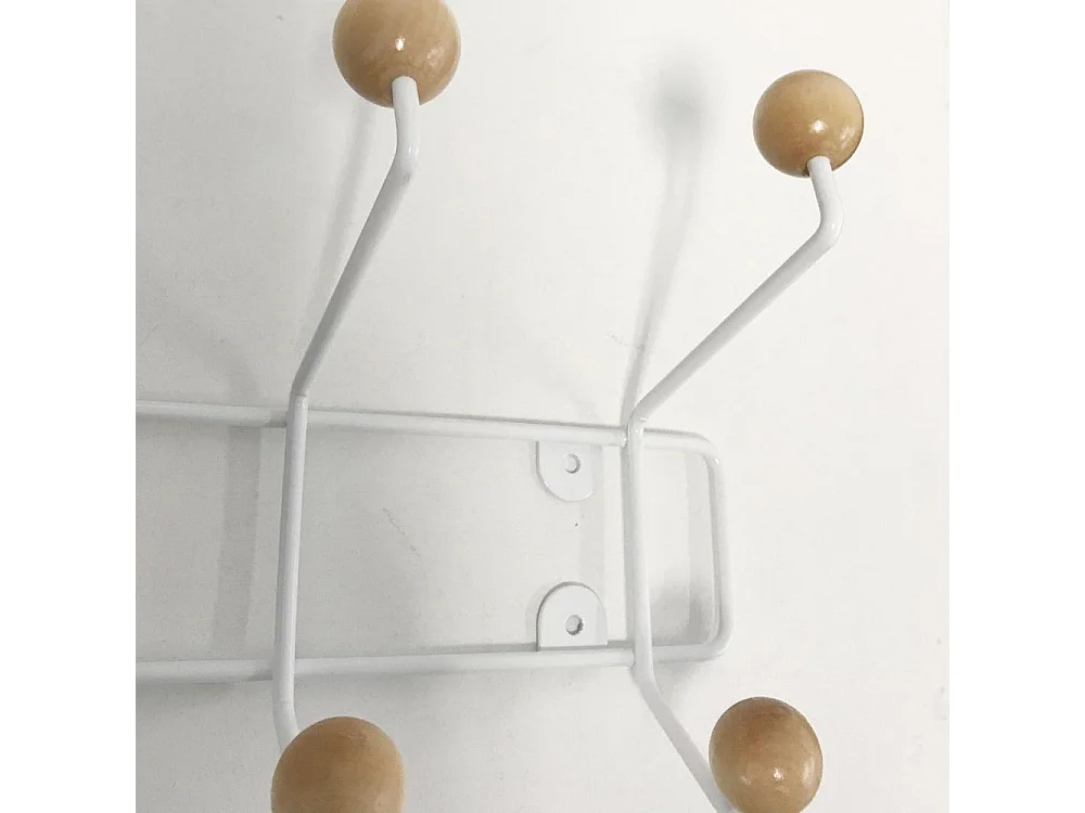 Patère 8 crochets en bois Saturnus Blanc et bois clair