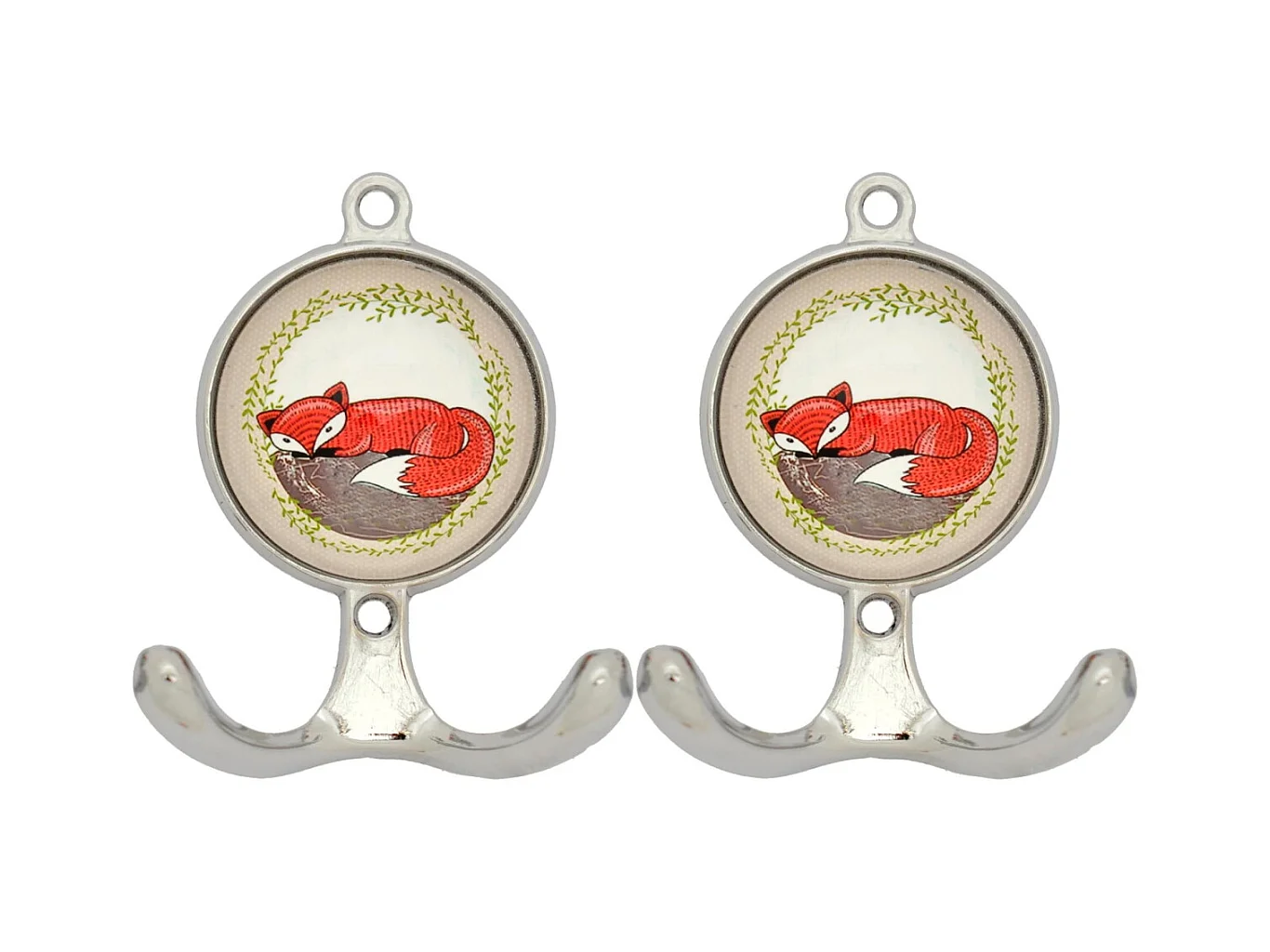 Patère en métal et céramique Fox (Lot de 2)