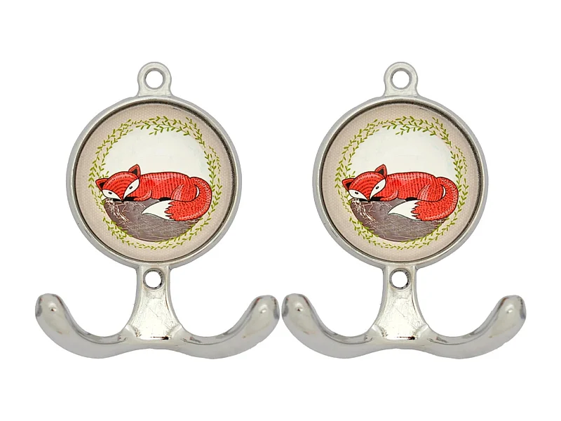 Patère en métal et céramique Fox (Lot de 2)