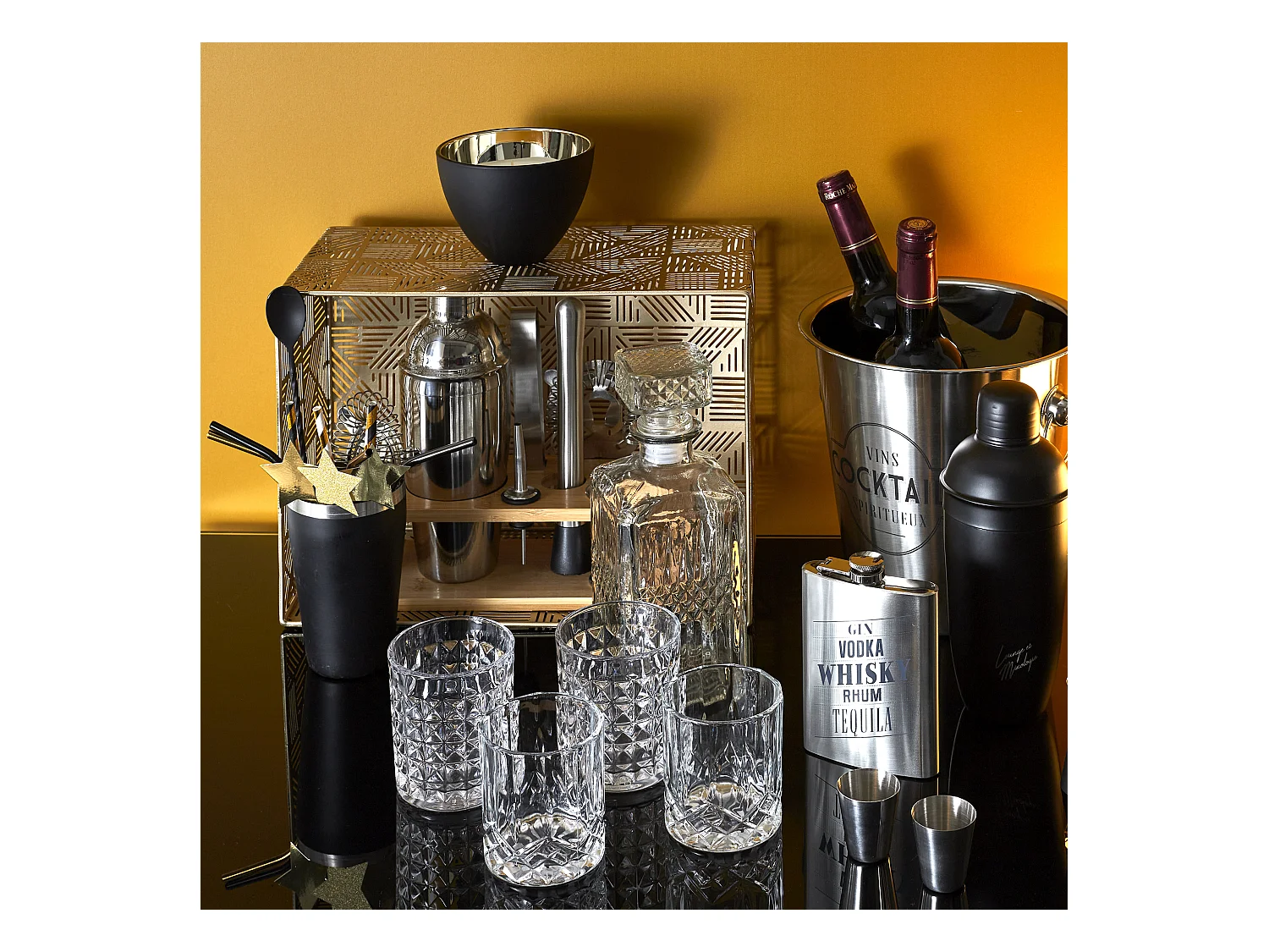 Carafe A Whisky Et Verre X4 Transparent