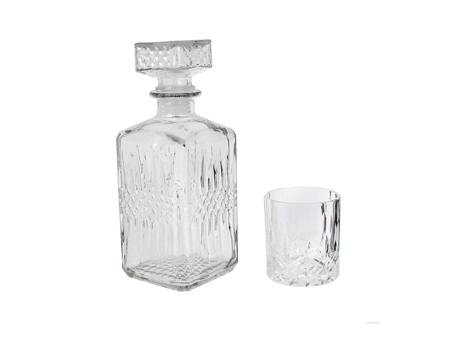 Caja de whisky con botella y 4 vasos