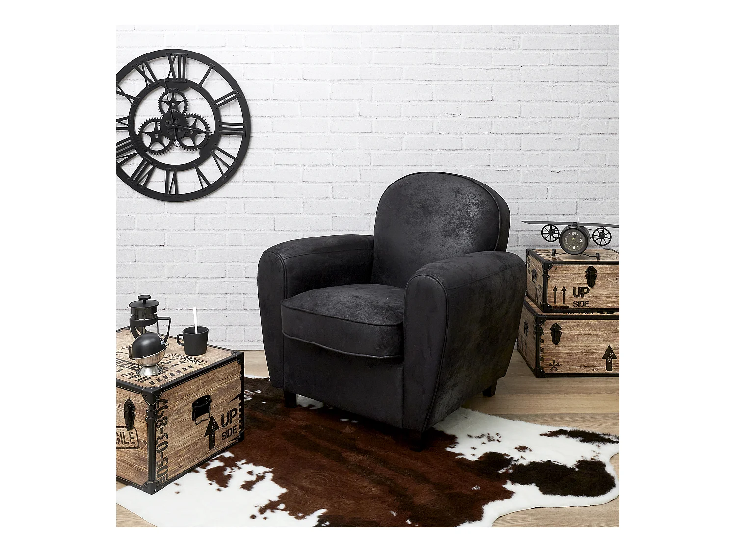Fauteuil Club Noir Indus Noir
