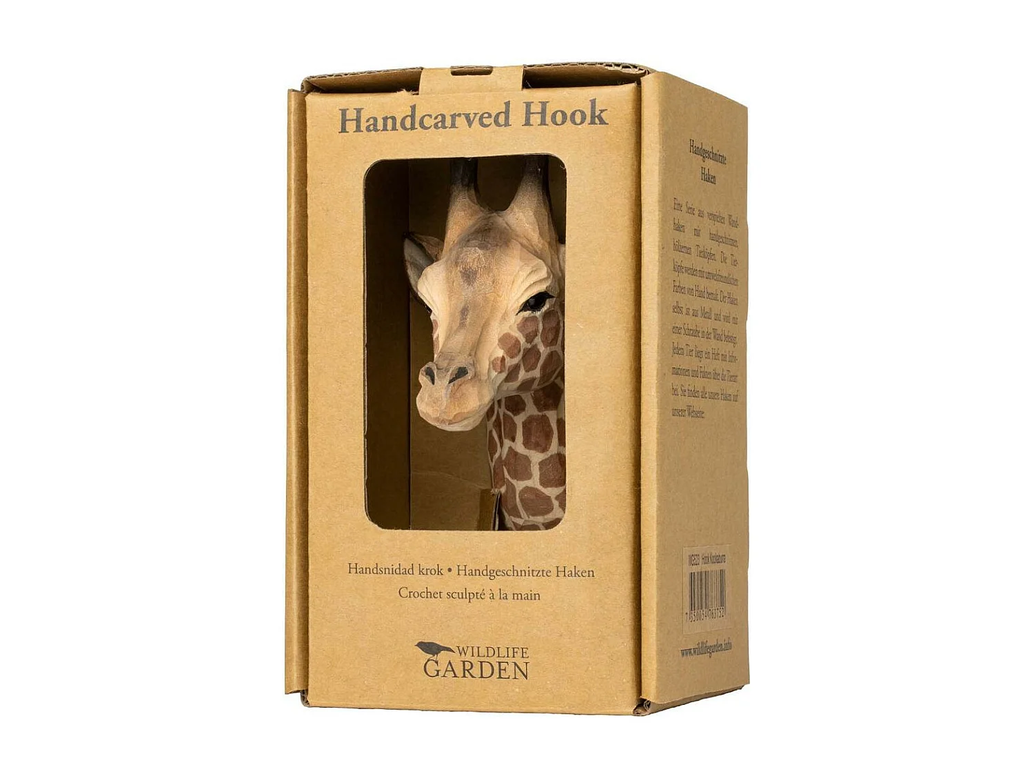 Patère animal en bois sculpté à la main et métal Girafe