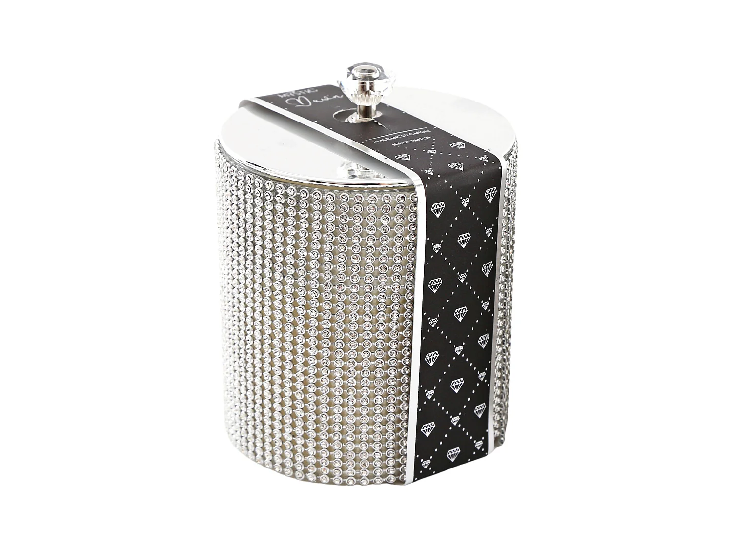 Bougie dans pot avec couvercle diamant 9 x 10 cm