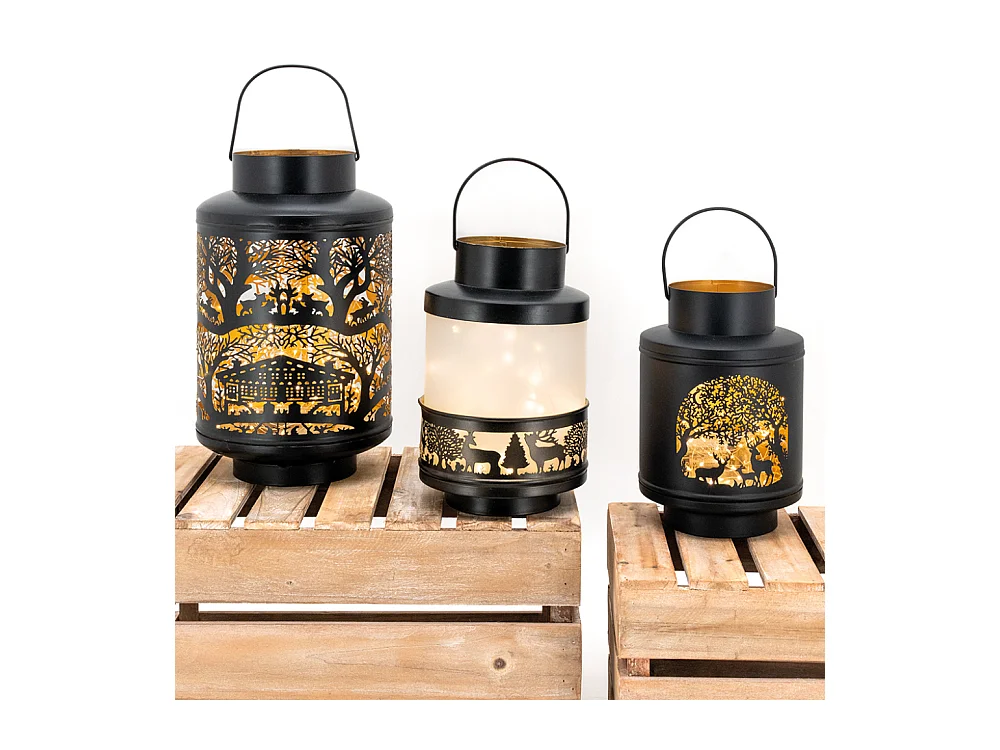 Lanterne en métal laqué intérieur doré Grand modèle