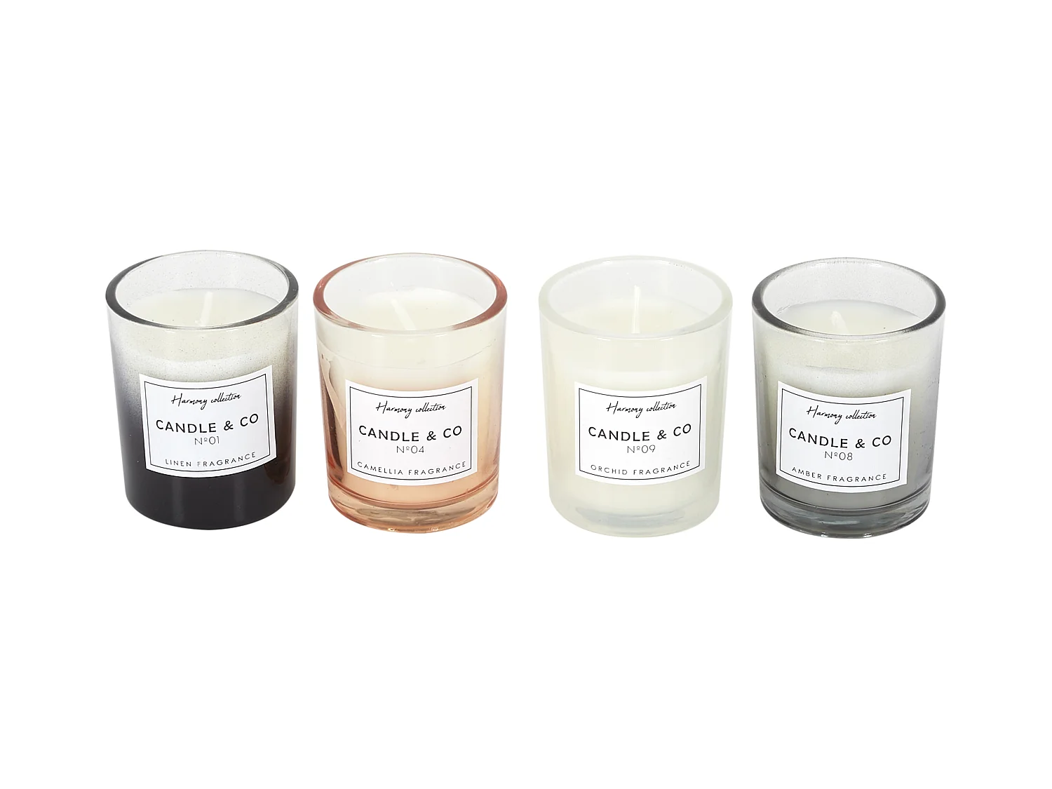 Bougie Parfumee X4 Coffret Harmony H5.9cm Noir, Blanc, Bleu