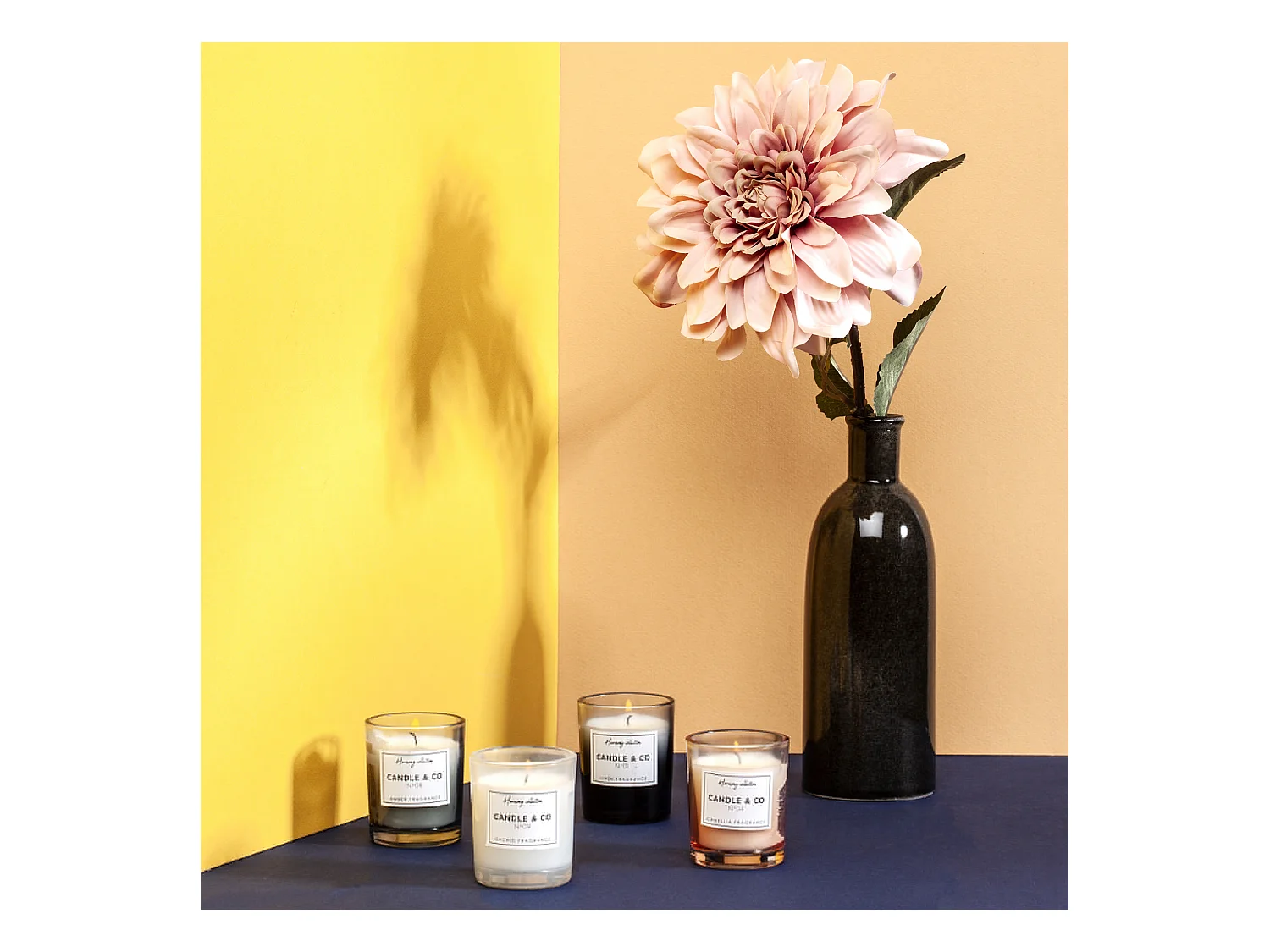 Bougie Parfumee X4 Coffret Harmony H5.9cm Noir, Blanc, Bleu