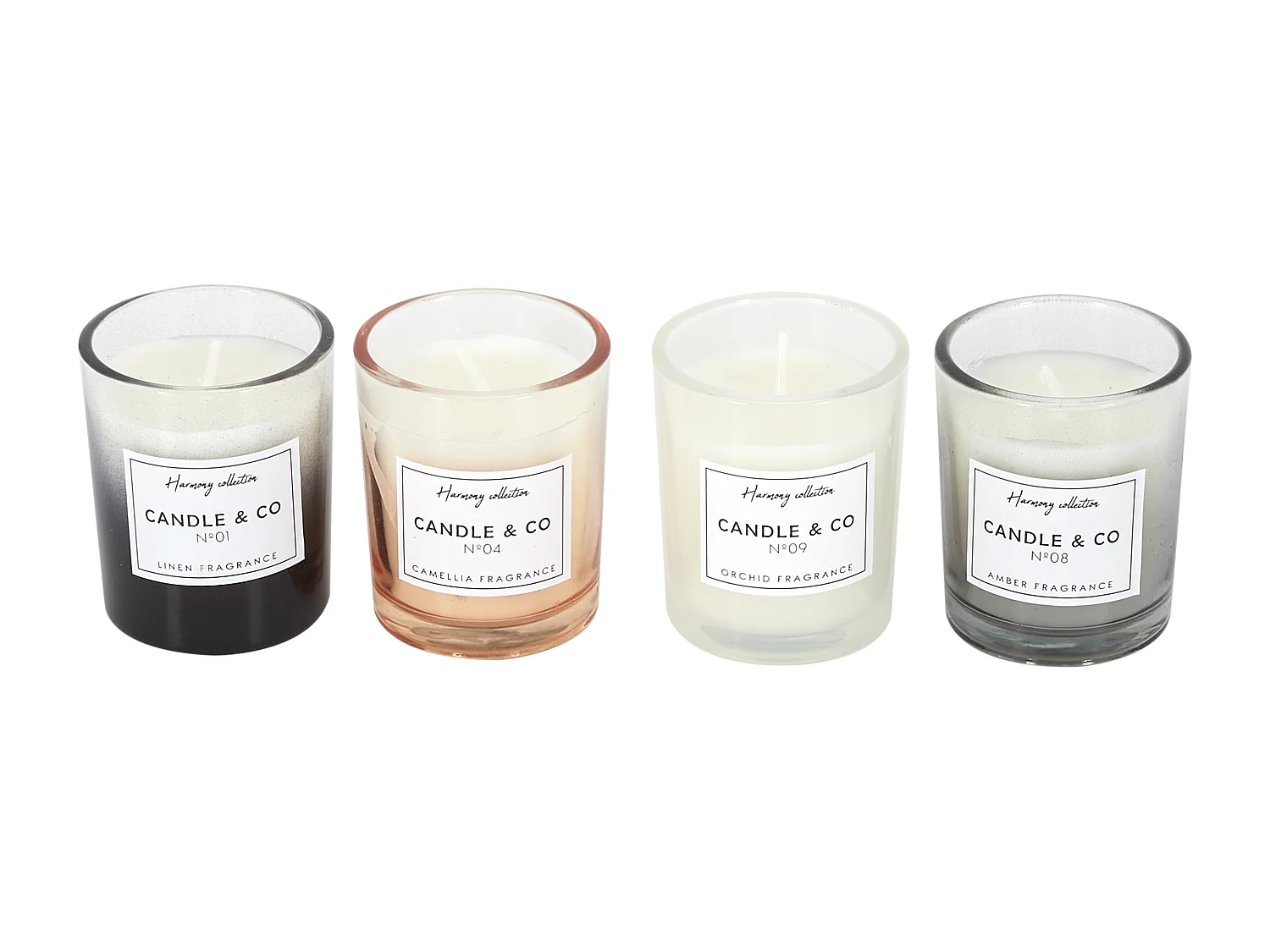 Bougie Parfumee X4 Coffret Harmony H5.9cm Noir, Blanc, Bleu