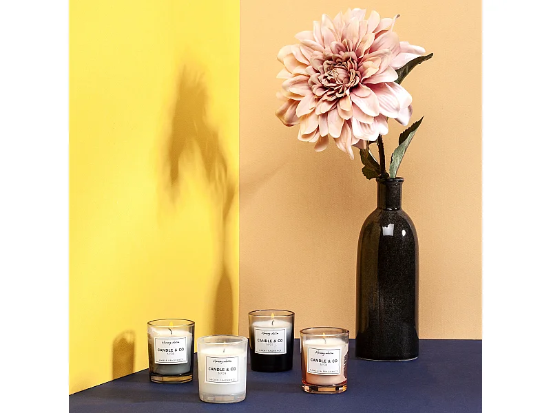 Bougie Parfumee X4 Coffret Harmony H5.9cm Noir, Blanc, Bleu