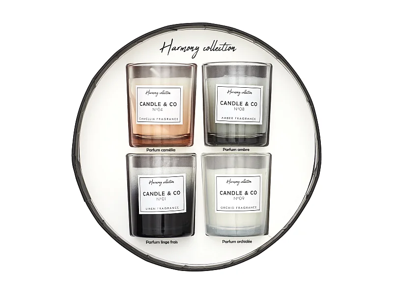 Bougie Parfumee X4 Coffret Harmony H5.9cm Noir, Blanc, Bleu