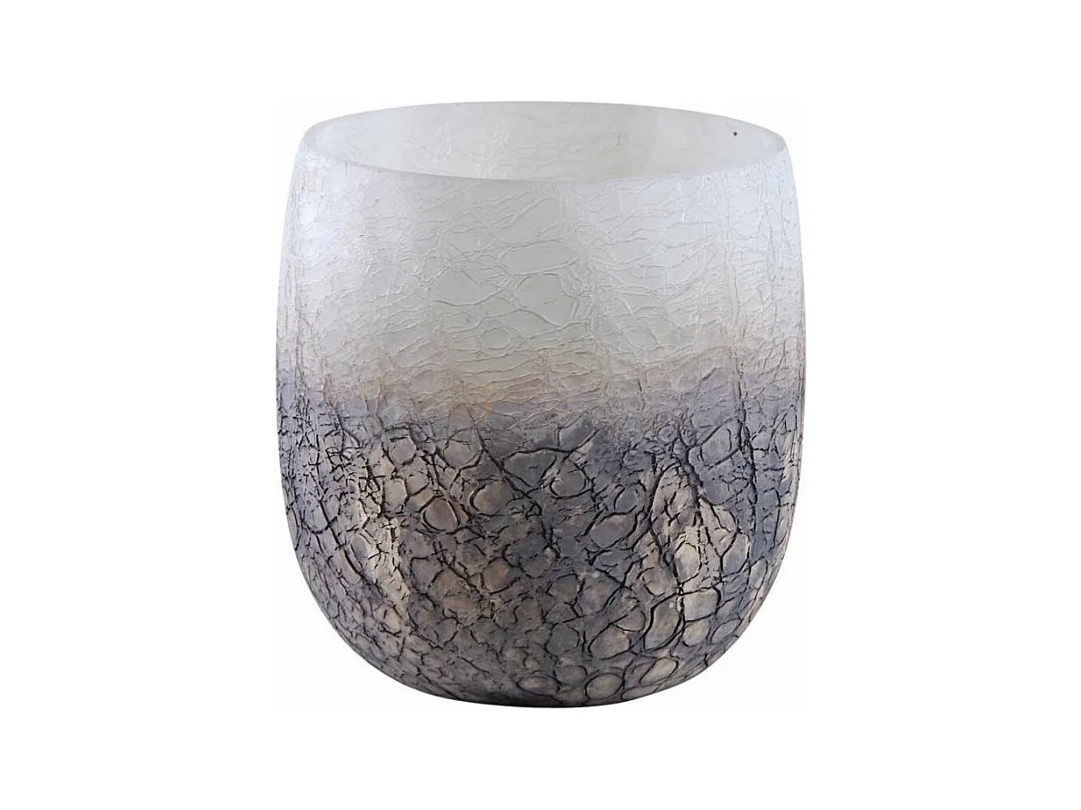 Photophore en verre givré doré et blanc 15 cm