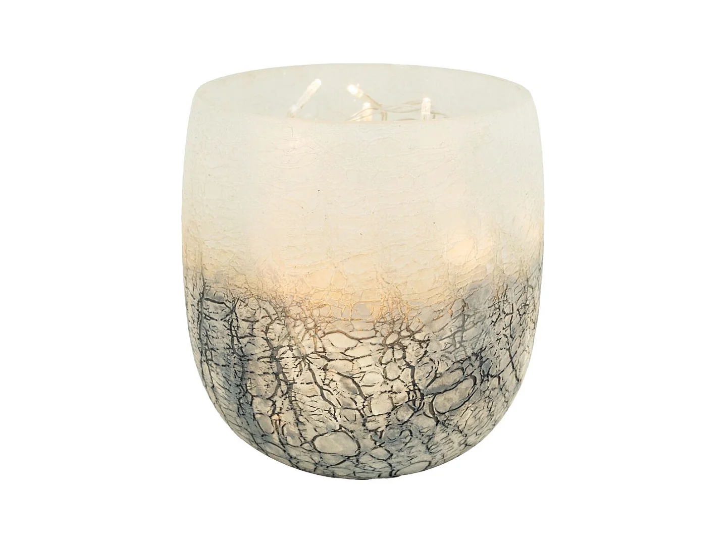 Photophore en verre givré doré et blanc 15 cm