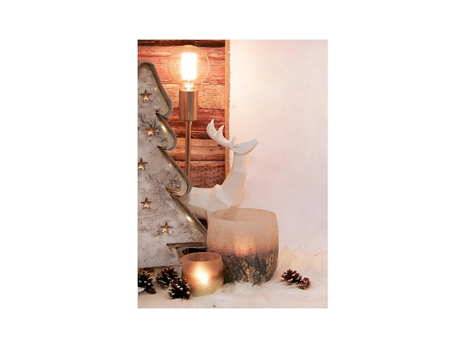 Photophore en verre givré doré et blanc 15 cm