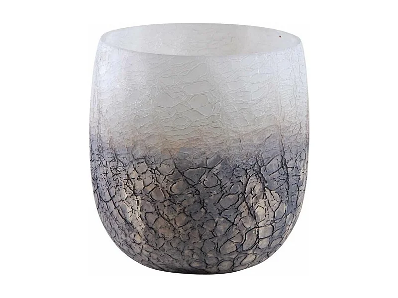 Photophore en verre givré doré et blanc 15 cm