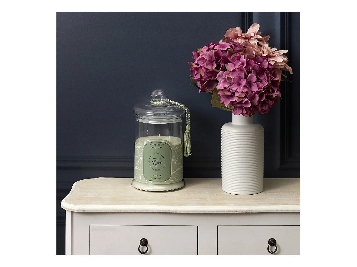 Bougie Parfumee Bonbonniere Verte H29cm Vert