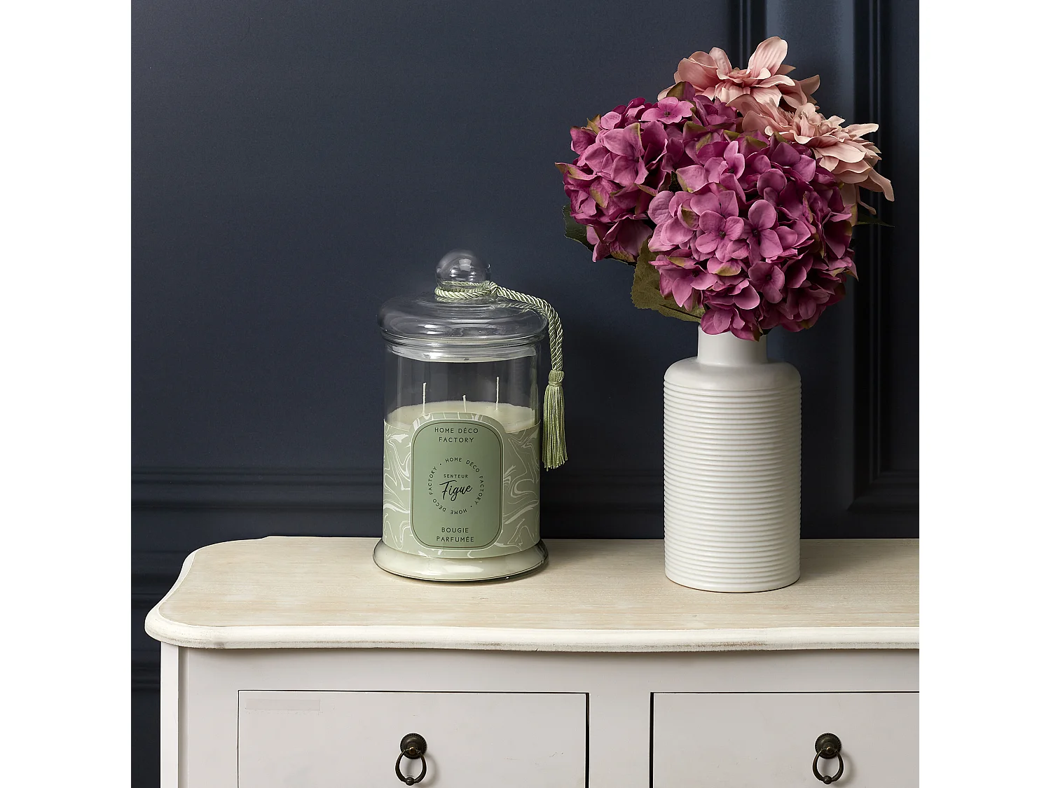 Bougie Parfumee Bonbonniere Verte H29cm Vert