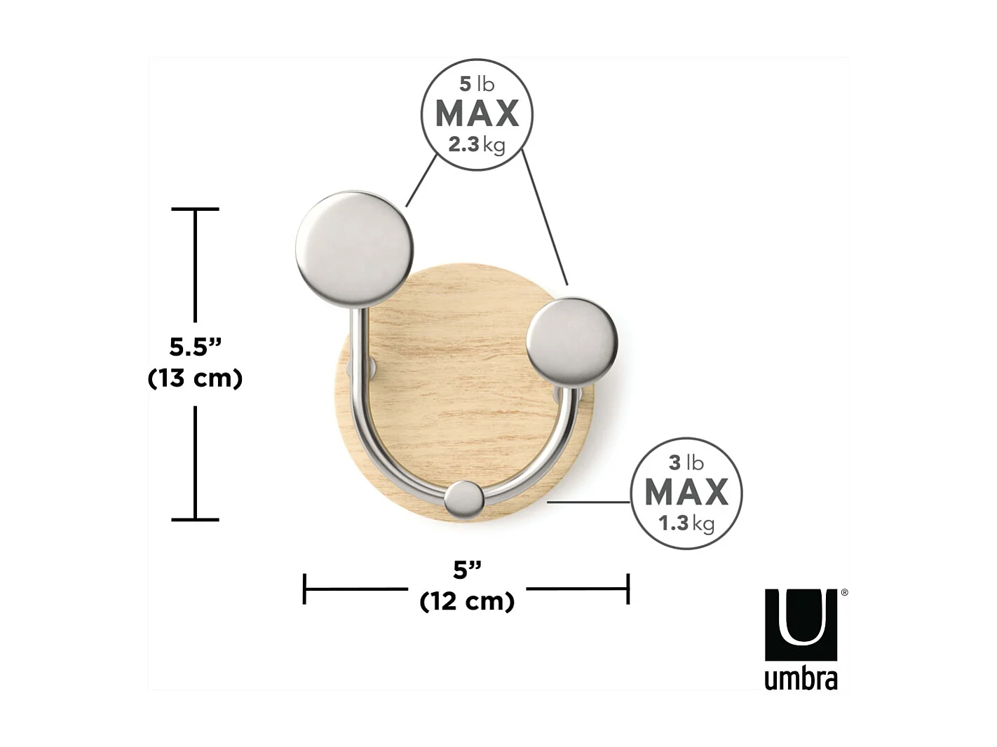 Patère en bois de frêne 3 crochets Melody