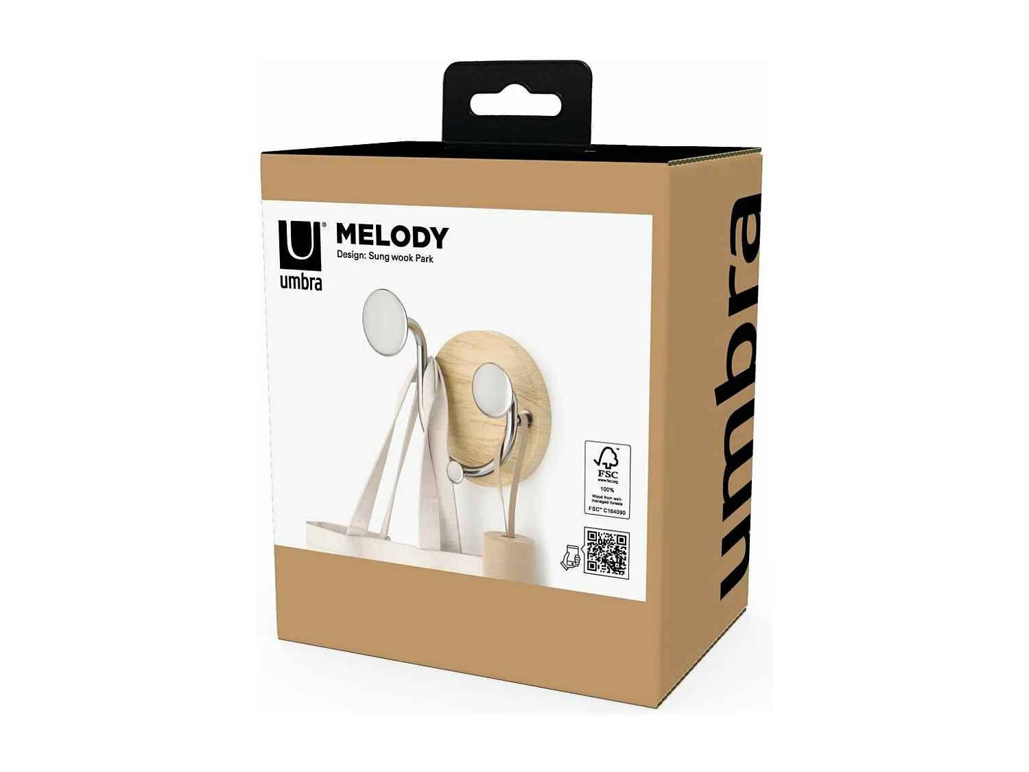 Patère en bois de frêne 3 crochets Melody