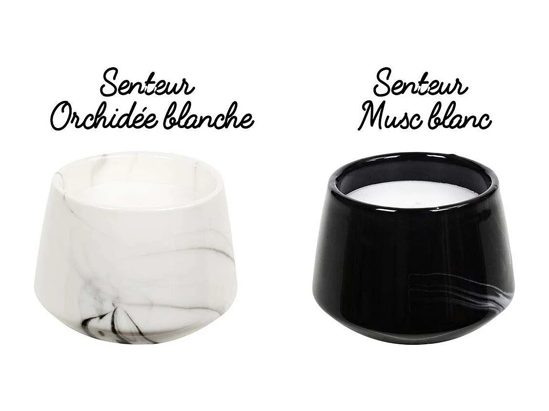 Bougie parfumée en pot Marble 6.5 cm (Lot de 2) 6,5 x 8,5 cm