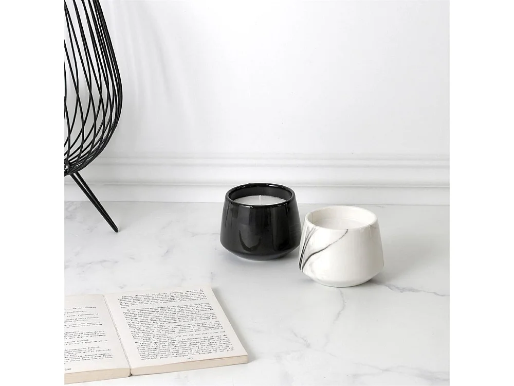 Bougie parfumée en pot Marble 6.5 cm (Lot de 2) 6,5 x 8,5 cm