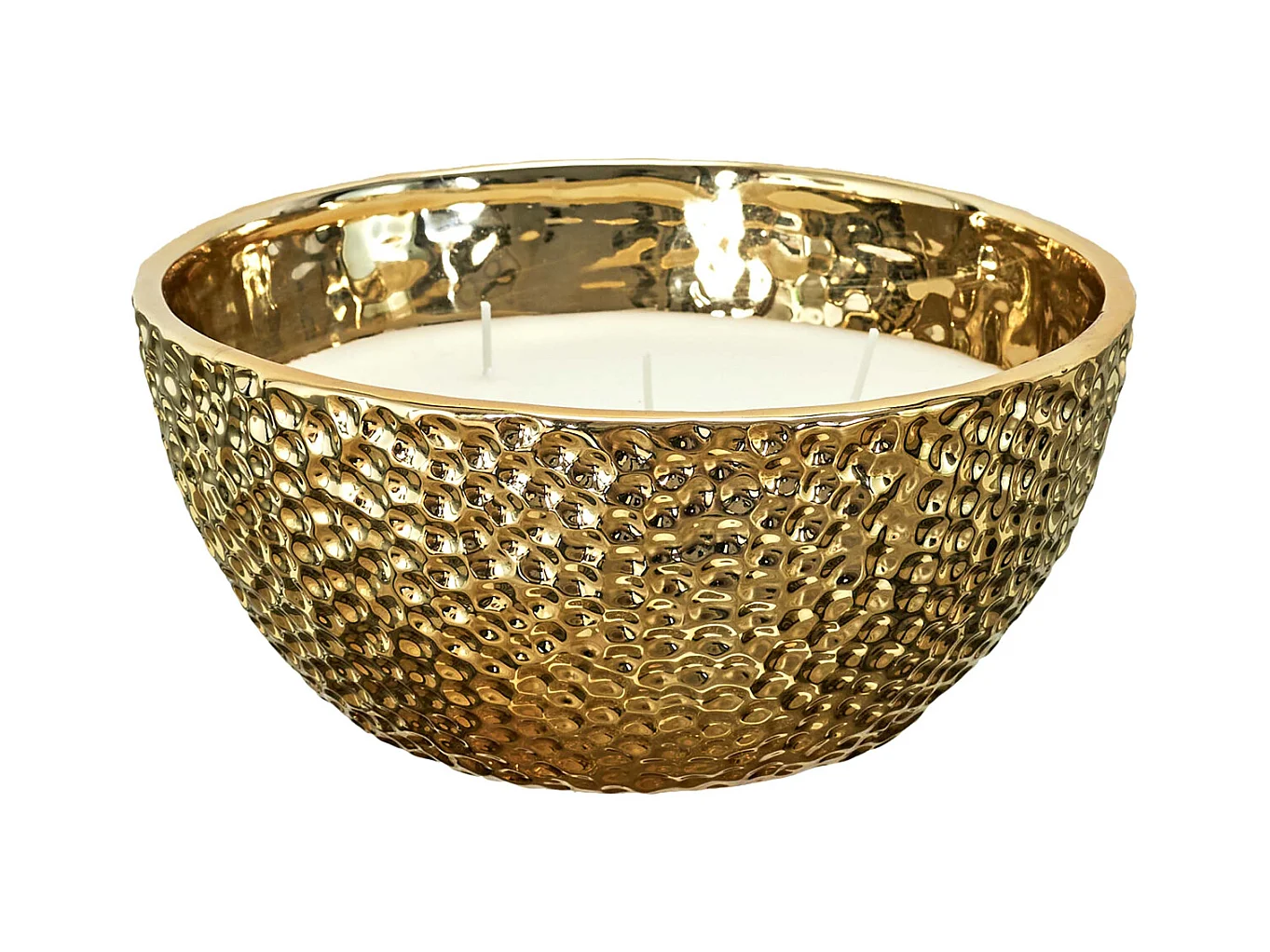 Bougie parfumée martelée dorée 5 mèches 21 cm