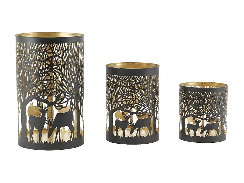 Photophores en métal Cerfs (Lot de 3)
