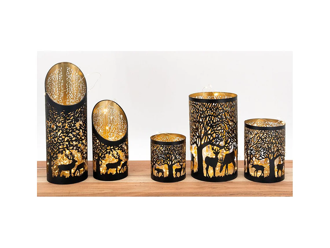 Photophores en métal Cerfs (Lot de 3)