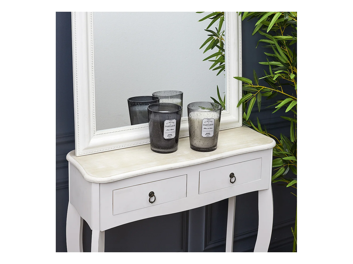 Bougie Parfumee Verre Bulle Gris Clair H16cm Gris