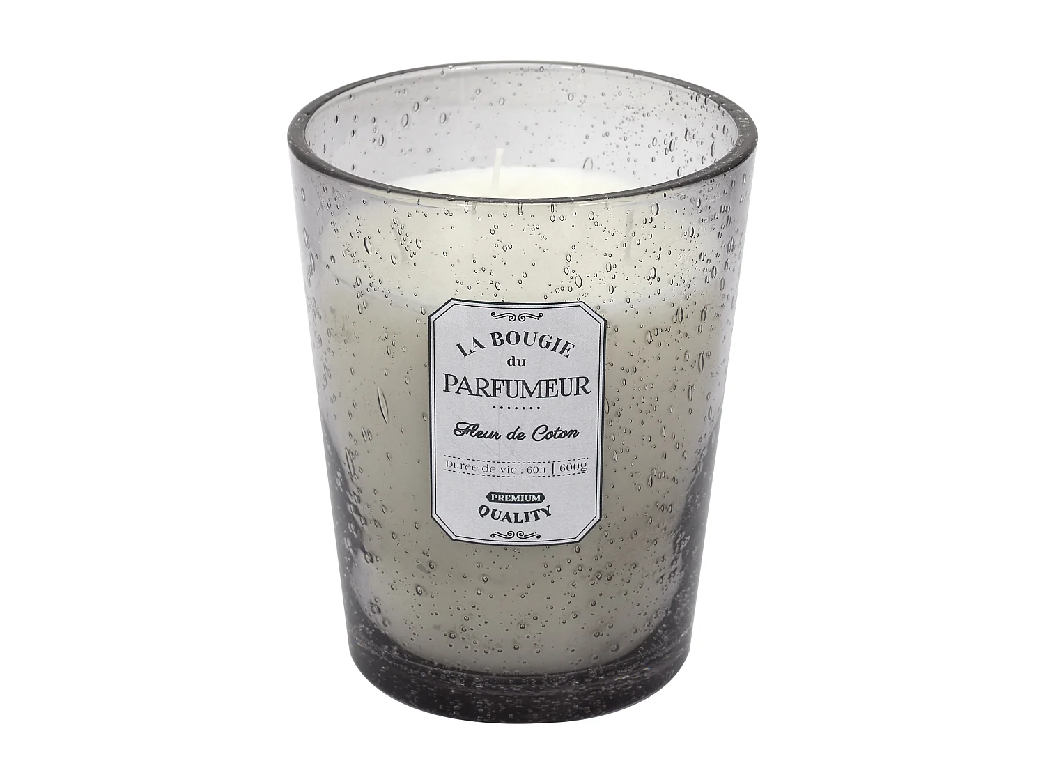 Bougie Parfumee Verre Bulle Gris Clair H16cm Gris