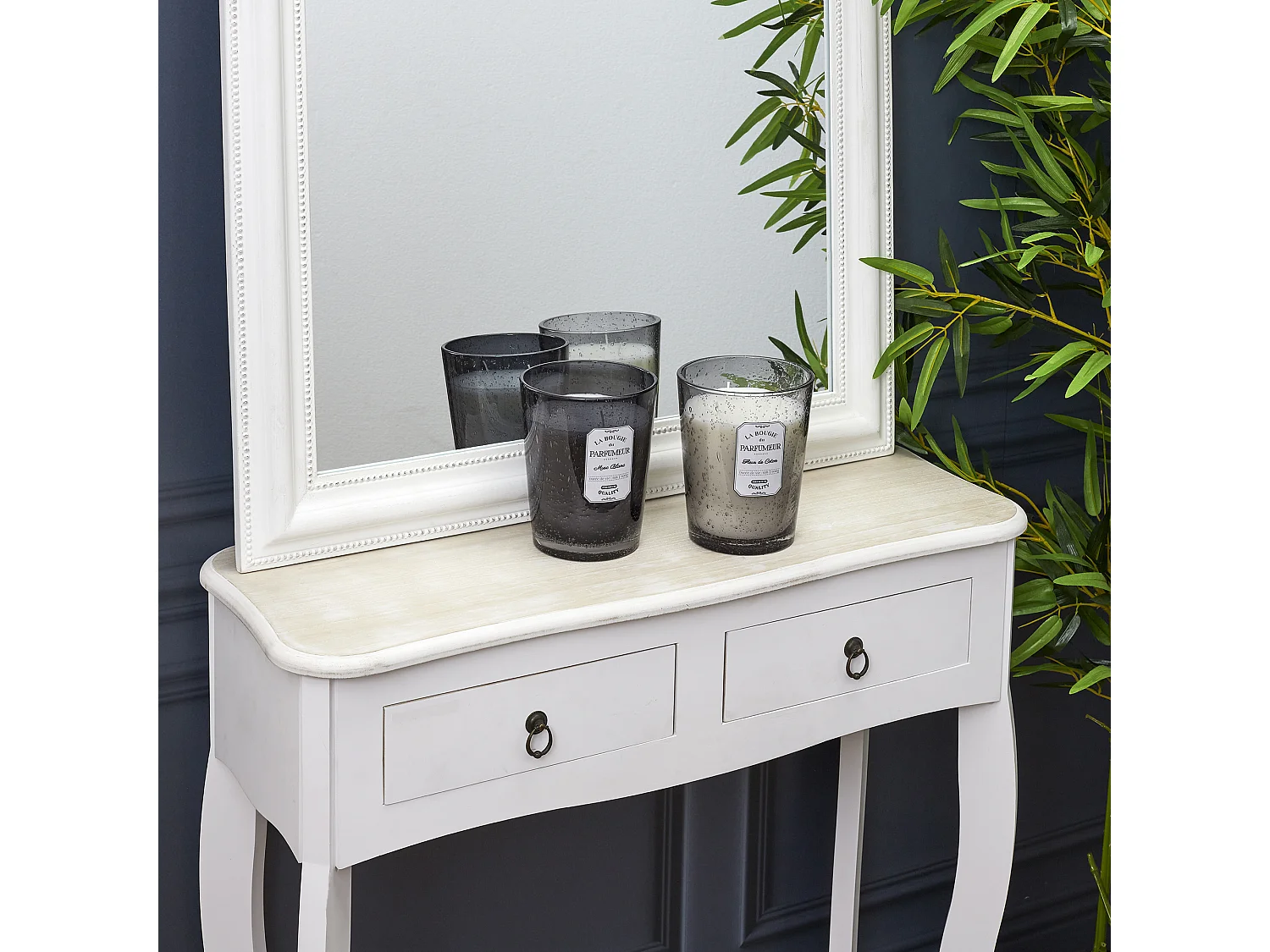 Bougie Parfumee Verre Bulle Gris Clair H16cm Gris