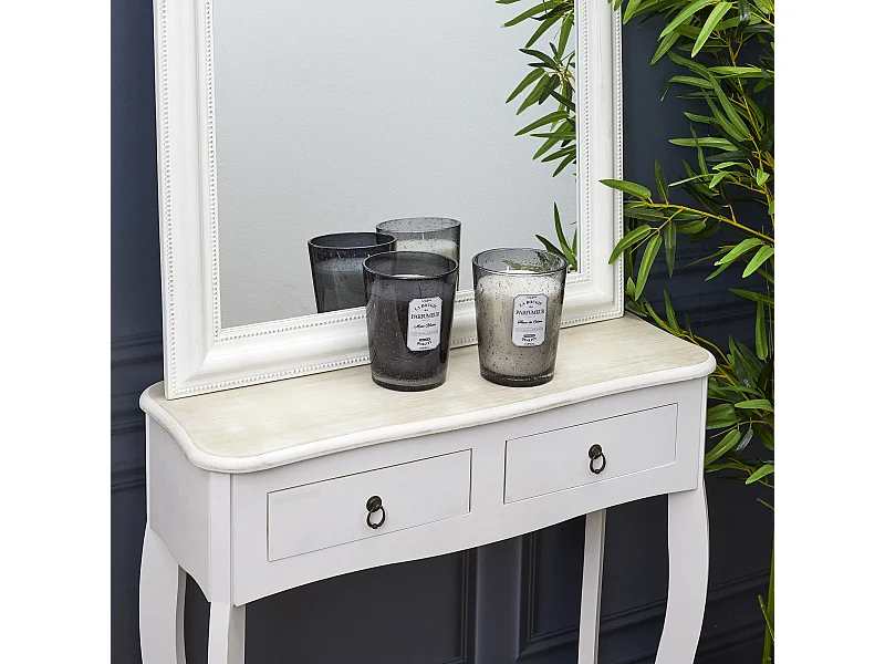 Bougie Parfumee Verre Bulle Gris Clair H16cm Gris