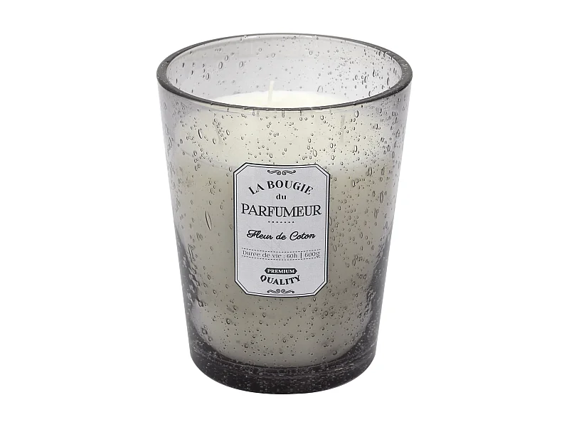 Bougie Parfumee Verre Bulle Gris Clair H16cm Gris
