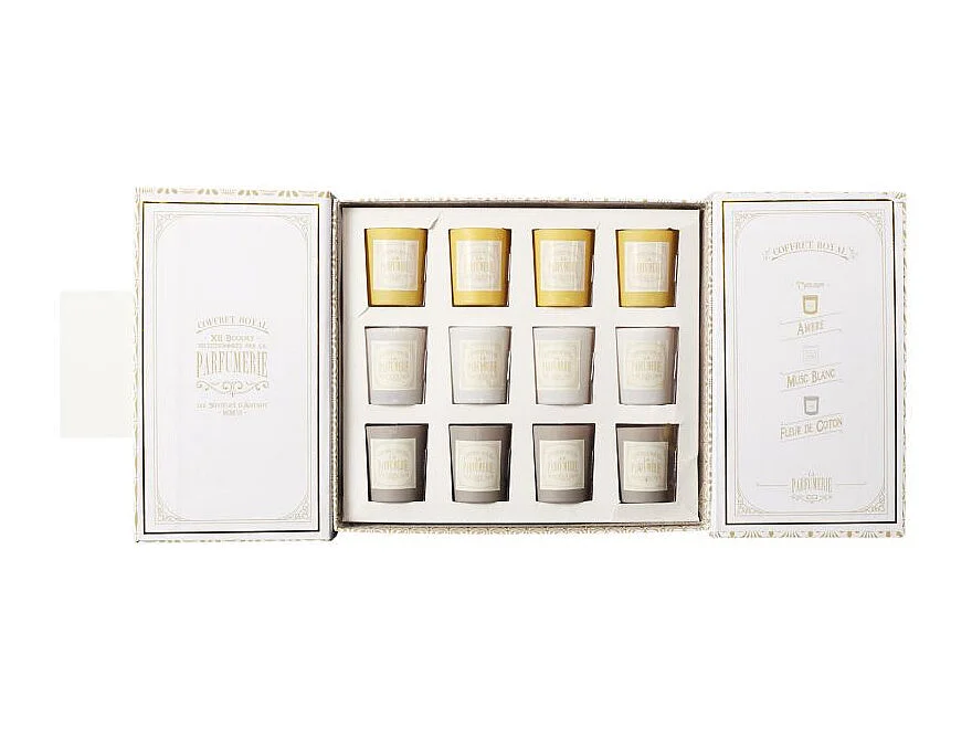 Coffret 12 Bougies Parfumées "Parfumerie" 30g Beige
