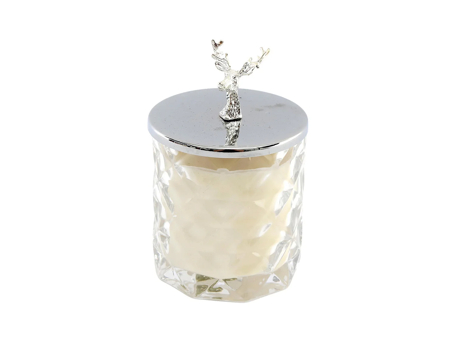 Candela in vaso con coperchio Renna 12 x 8 cm