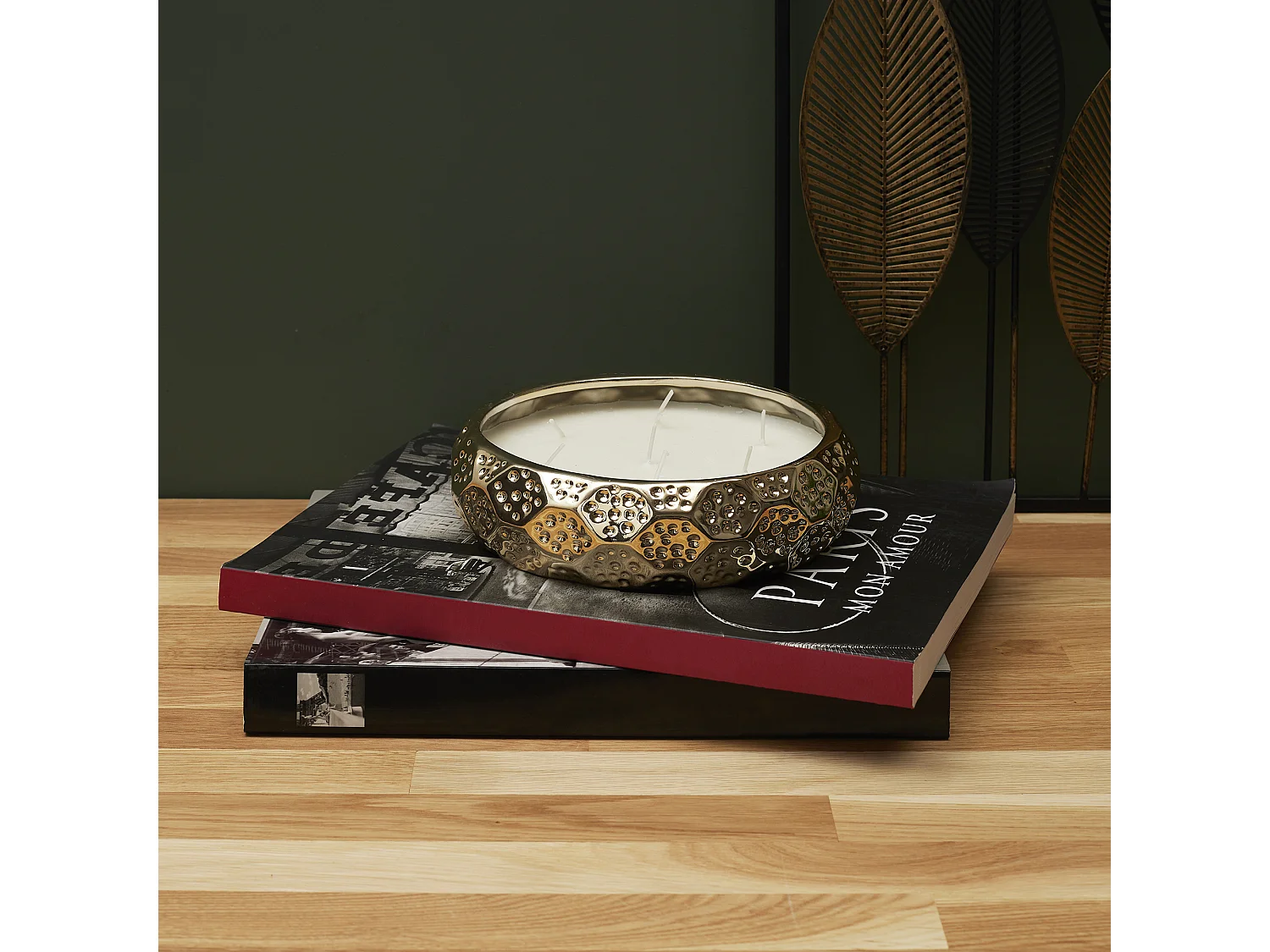 Candela profumata in ceramica oro del tempo 7 stoppini