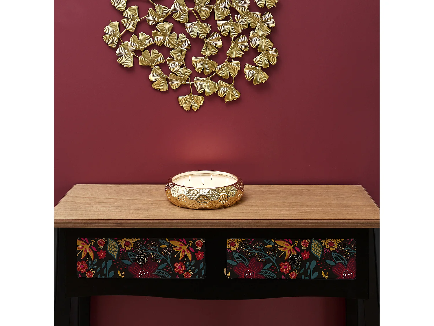 Bougie Parfumee Ceramique Or Du Temps 7 Meches Or