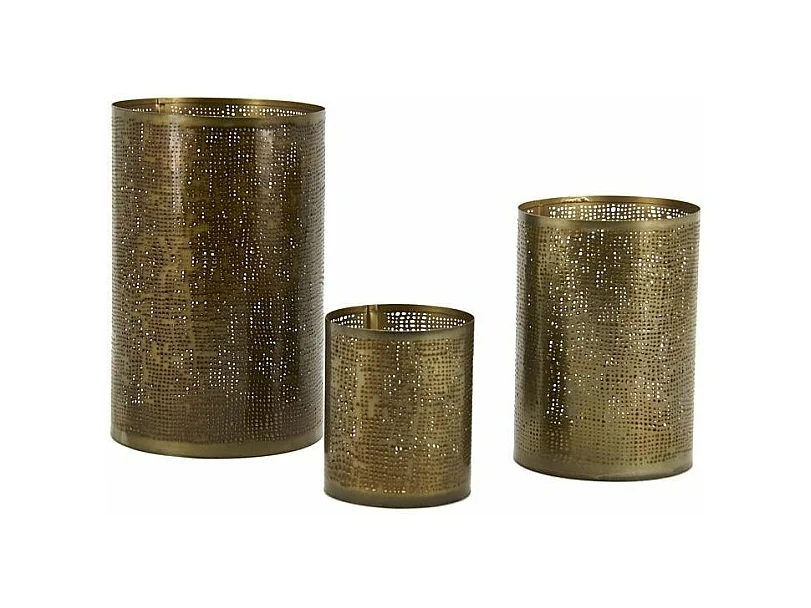 Windlicht aus goldfarbenem Metall (3er-Pack)