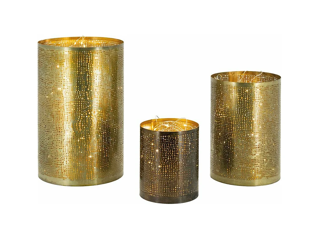 Windlicht aus goldfarbenem Metall (3er-Pack)