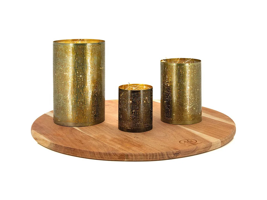 Windlicht aus goldfarbenem Metall (3er-Pack)