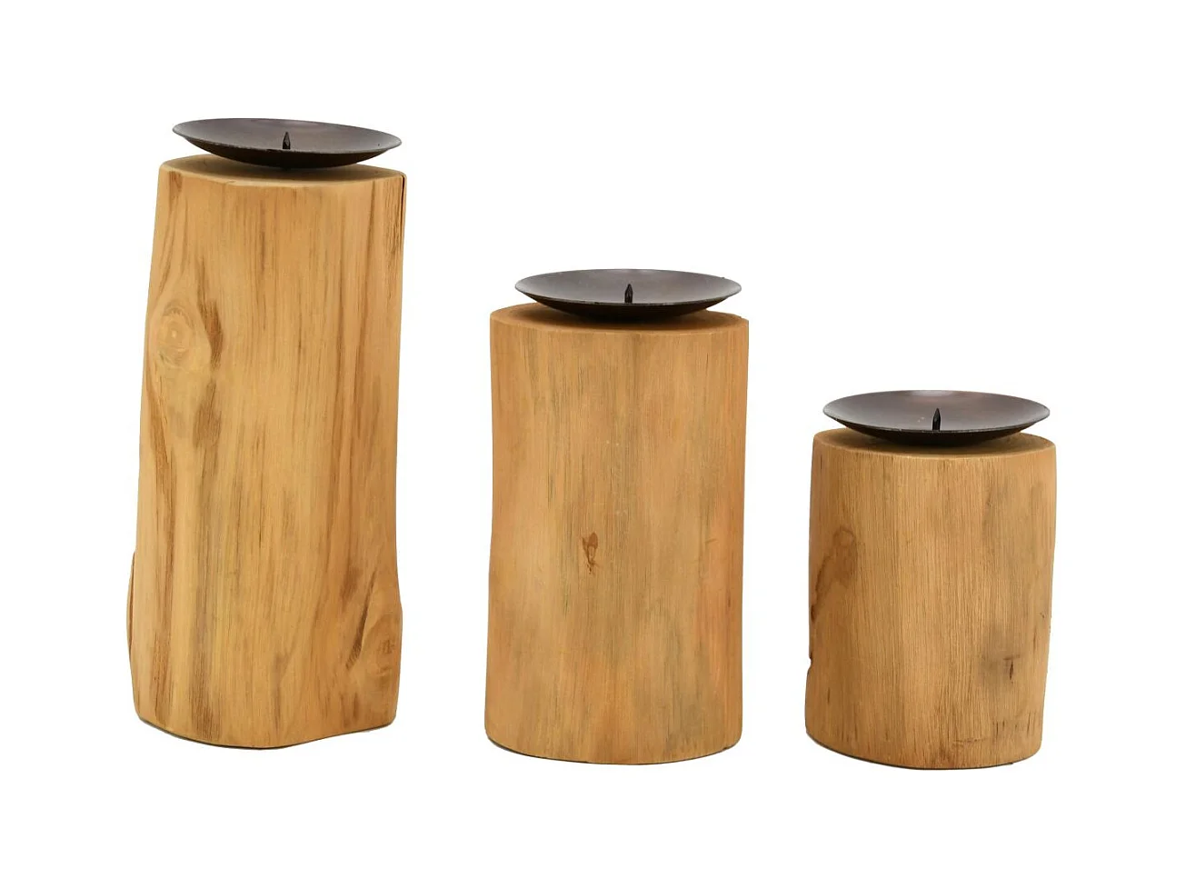 Porte bougies en teck et métal