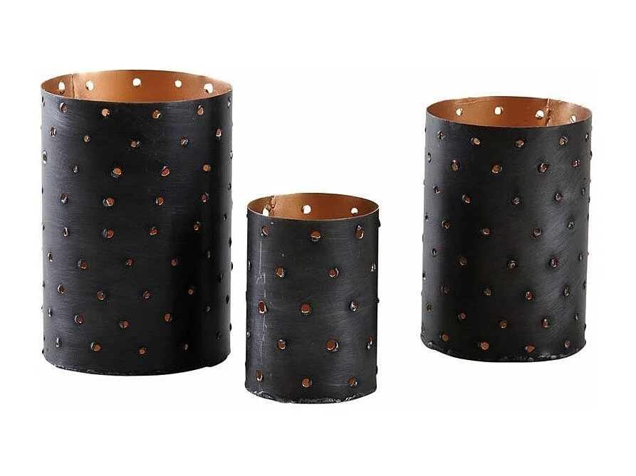 Photophores noirs et dorés (Set de 3)