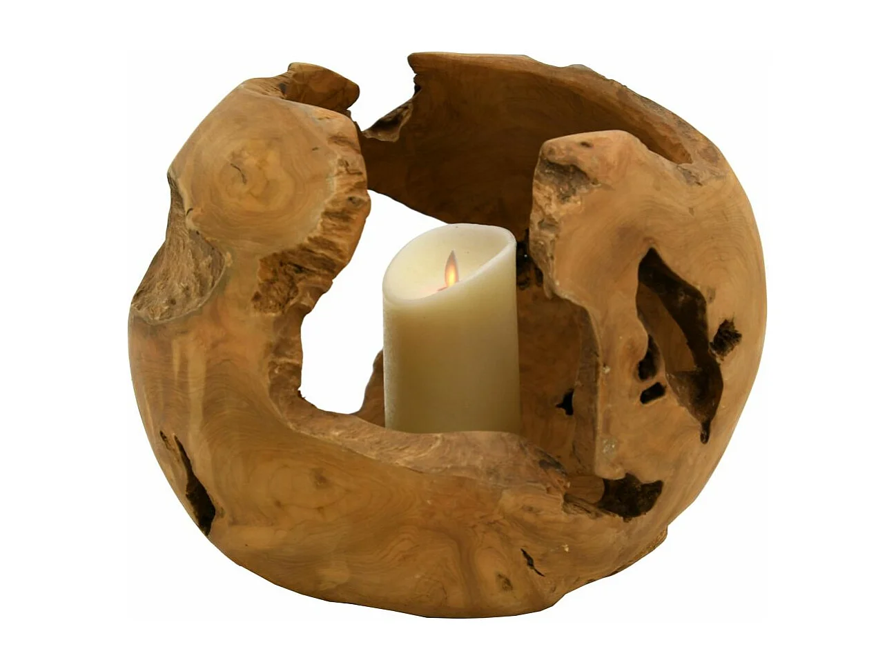 Photophore boule en teck