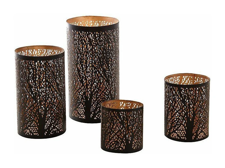 Rollenförmiges schwarzes und goldfarbenes Windlicht (4er-Pack)