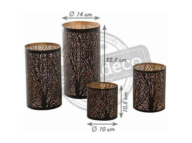 Rollenförmiges schwarzes und goldfarbenes Windlicht (4er-Pack)