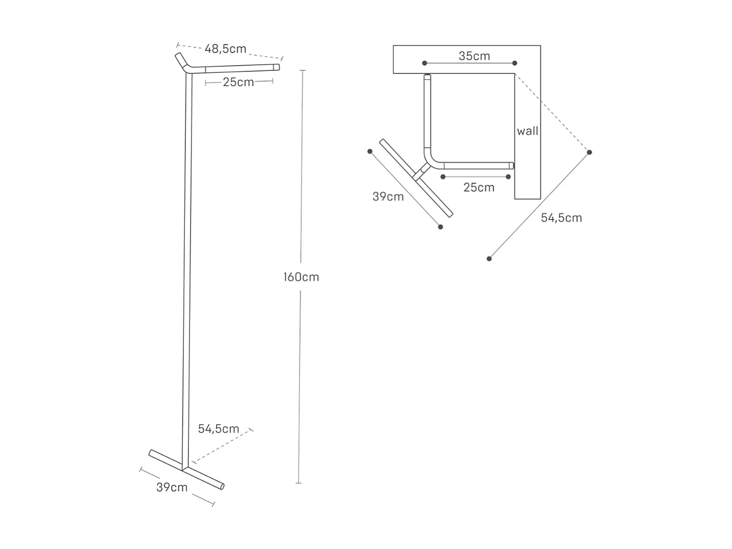 Porte-manteau d'angle incliné H160 cm - TOWER