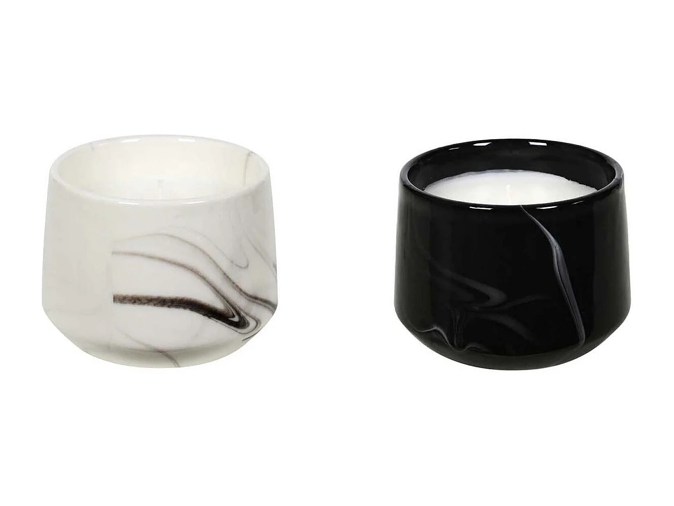 Bougie parfumée pot en dolomite effet marbre (Lot de 2) 8 x 11 cm